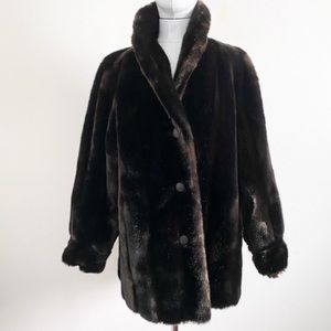 Tissavel France Vtg 50s Shawl Collar Fur Coat